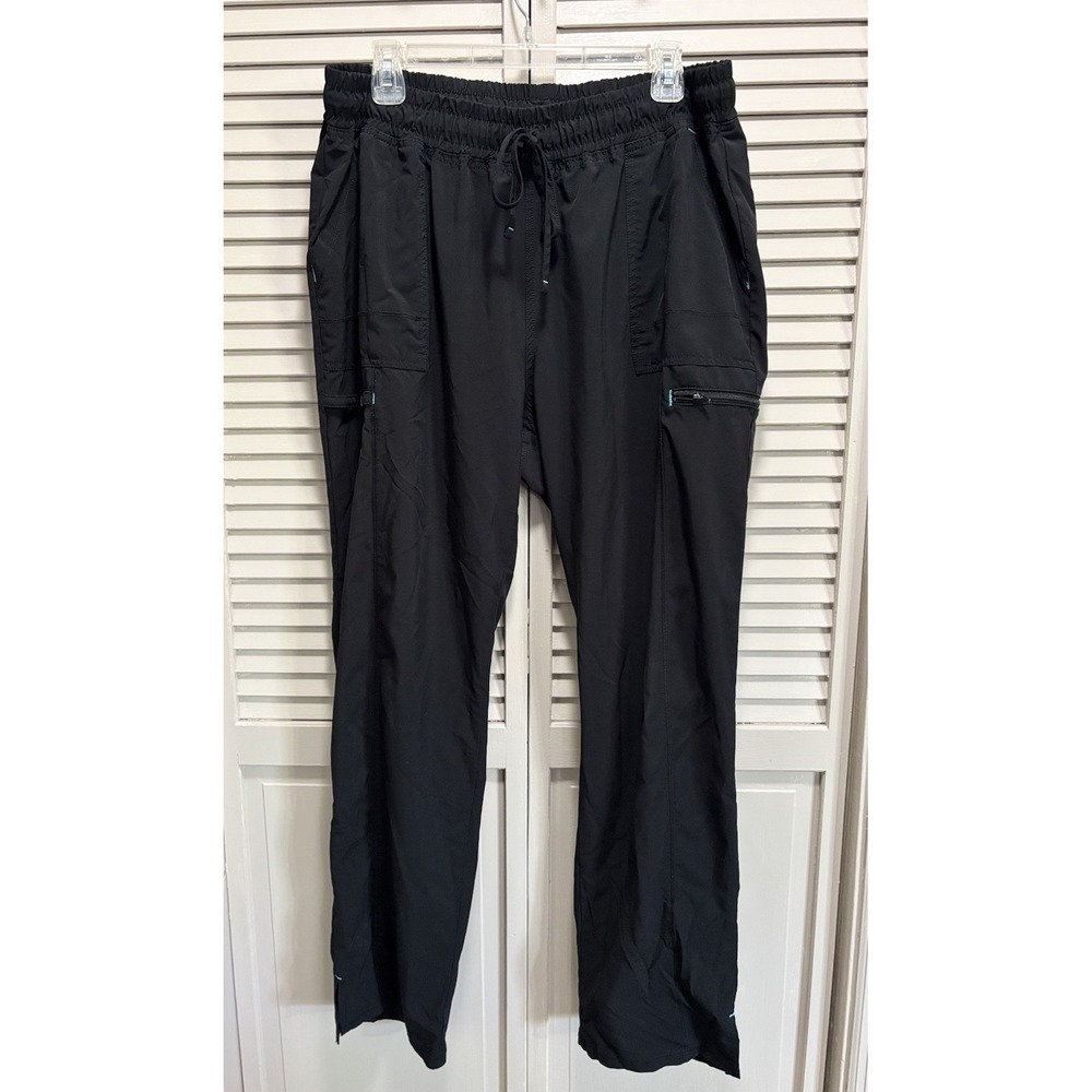 Black Unisex Elastic/Drawstring Waist Scrub Pants Cargo Pockets Size‎ 32x30